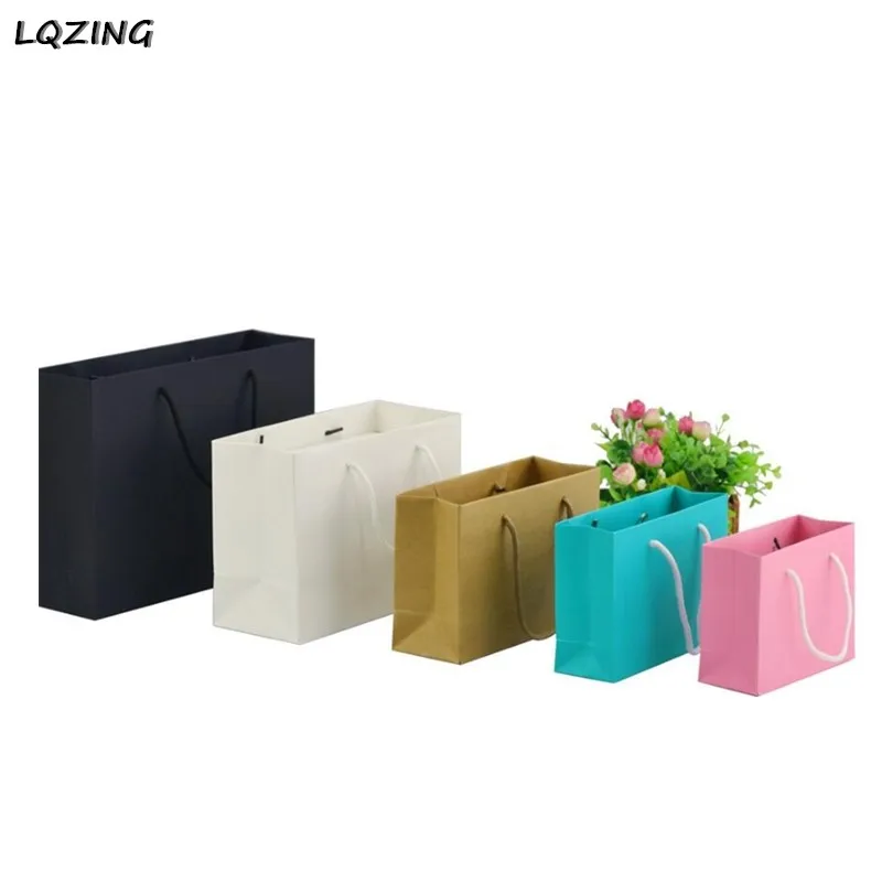 

20pcs/lot Custom Logo Paper Shopping Bag With Ribbon Handle for Clothing Gift Packaging (custom logo accept MOQ is 300pcs)