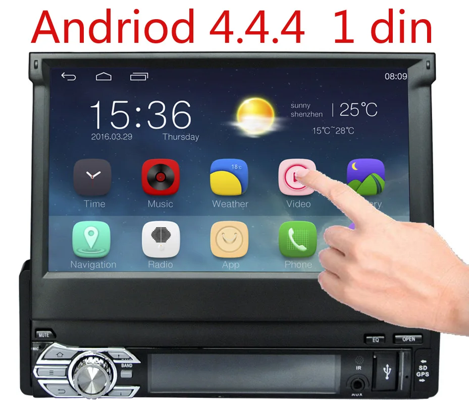 7Inch Quad Core 1 Din Android  Car Radio Stereo Car DVD+GPS Navigation+RDS+Bluetooth+WiFi+AUX+Mirror Link