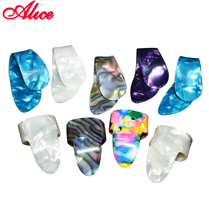 

Alice Finger Thumb Guitar Picks Plectrums Celluloid Guitar Thumb Pick Plectrum Mediator Color Random Guitar Parts Accessories