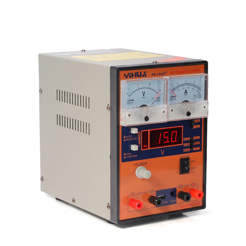 Блок питания YIHUA 1502D + 15V 2A Регулируемый блок постоянного тока ЖК дисплей