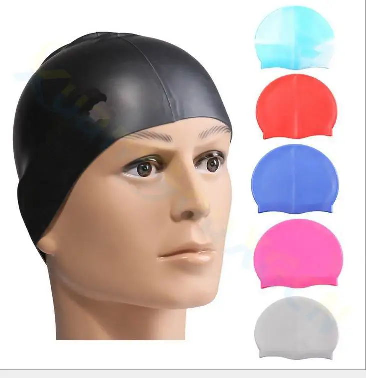 10pcs Unisex Flexible Waterproof Silicone Swimming Cap Adult Swimming Head Cover Protect Ear