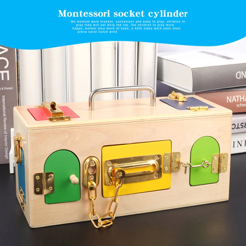  Montessori wooden lock box early childhood education preschool education baby unlock box kindergart - 32990147712