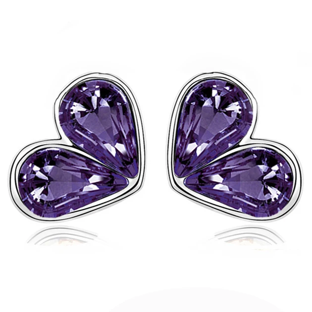 Женские серьги гвоздики с австрийским кристаллом|earings women jewelry|heart stud earringsbrand earrings |