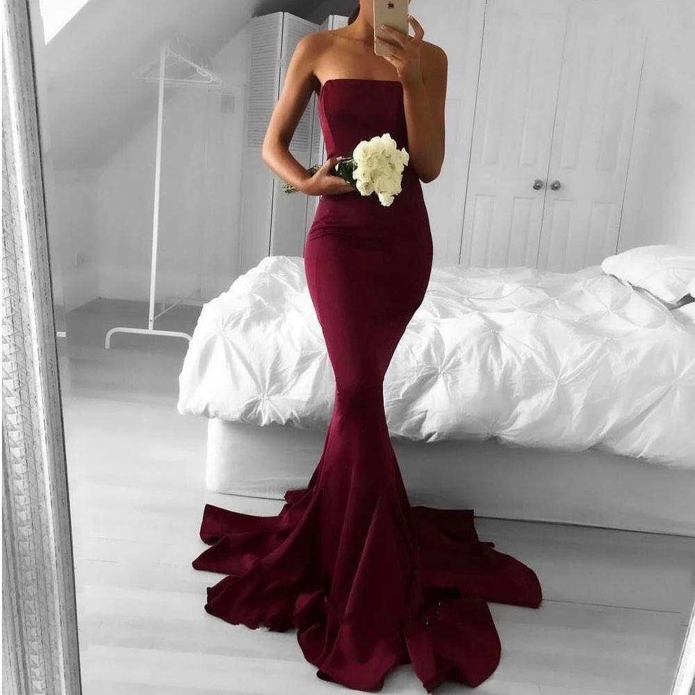

2017 Simple Design Prom Formal GownsSexy Strapless Long Corset Jersey Mermaid Evening Dresses 15-1228