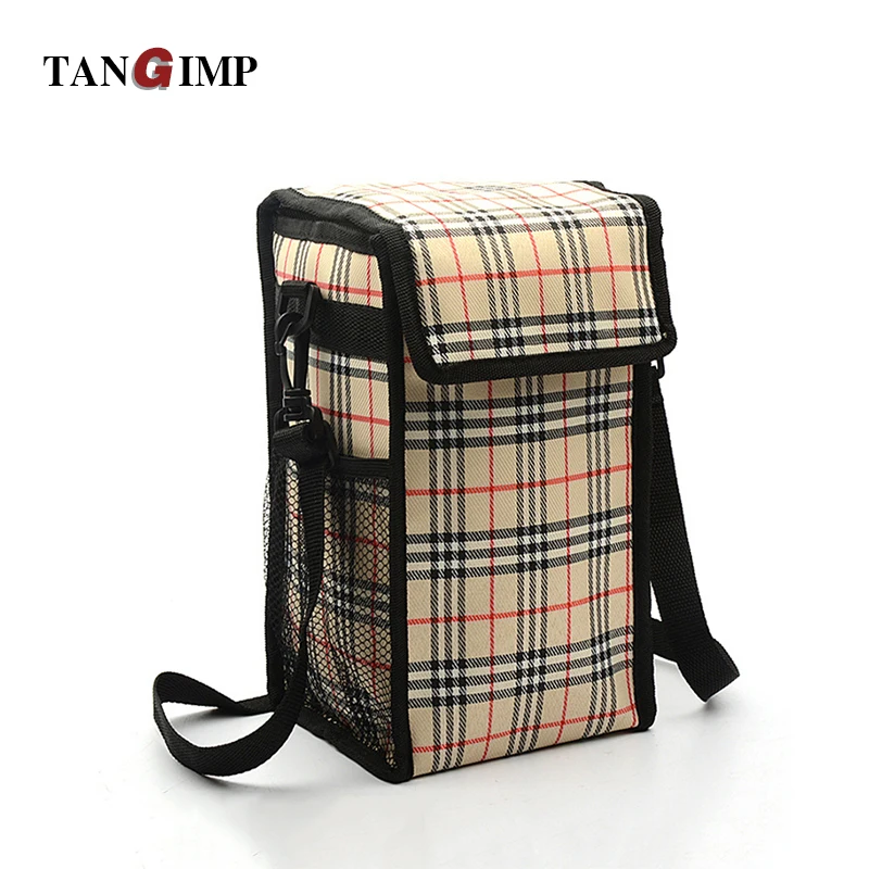 

TANGIMP Square Oxford Insulated British Checkerwork Lunch Bags for Women Men Kids Thermal Lunchbox Food Picnic Bag Handbag