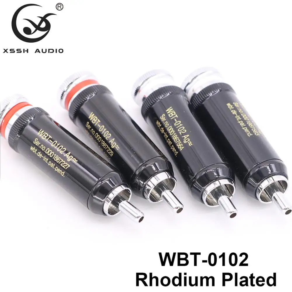 

8pcs XSSH audio Jack Hi-end 0102 HIFI DIY Brass Plating Rhodium Platinum Audio Video Connectors TV Tuner RCA output Plug Plugs