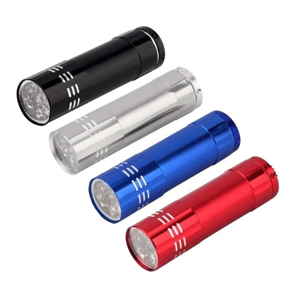 Ultraviolet 9 LED Flashlight Black Purple light Torch Light Lamp Black AAA Mini Protable Aluminum UV New Year's product Unique