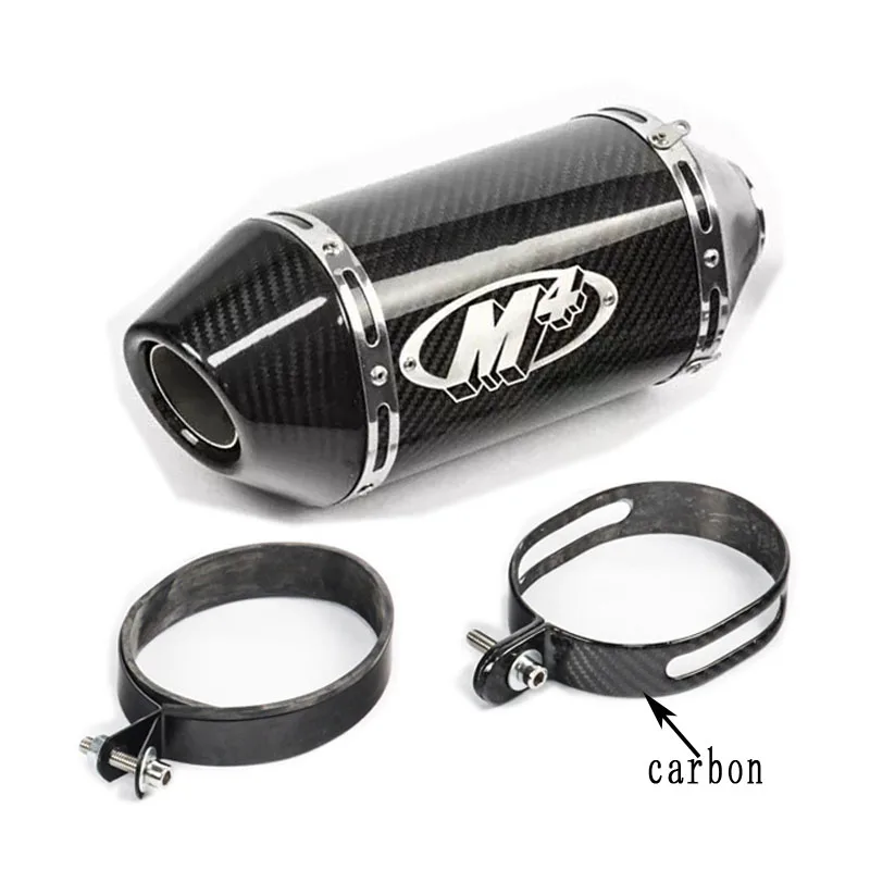 51MM outlet Escape Moto Exhaust Muffler M4 Pipe Universal Real Carbon