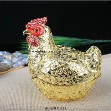Удачи и Godd Fortune принести с цыплёнком статуя инкрустированная Ювелирная шкатулка фэншуй куриное яйцо шкатулка для ювелирных изделий с монетами крытая