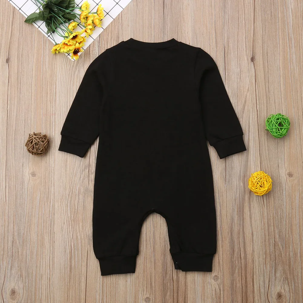 Новорожденных Одежда для малышей, мальчиков хлопковый комбинезон с длинными рукавами и надписью теплые Повседневное комбинезоны Детский