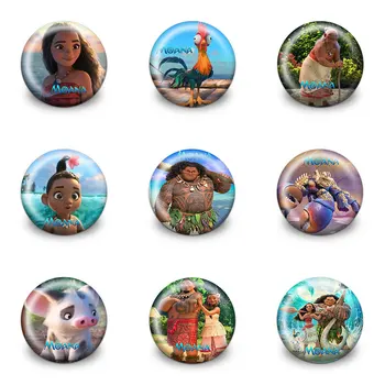 

9Pcs/Set Moana Cartoon Button Badges Round Pin Badge 30mm Diameter Clothes/Bag Accessories DIY Badge Craft Kid Party Gifts