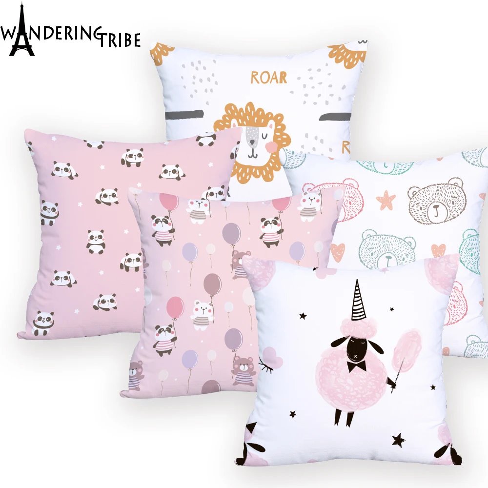 

Cartoon Animal Cushion Covers Colorful Bed Comfortable Cushions Cover Flamingo Panda Dinosaur Throw Pillow Couch Relax