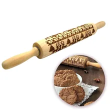 Рождественская тисненая скалка для выпечки печенья лапши печенье, фондан, пирог, тесто Выгравированный роллер олень; Снежинка инструмент для выпечки