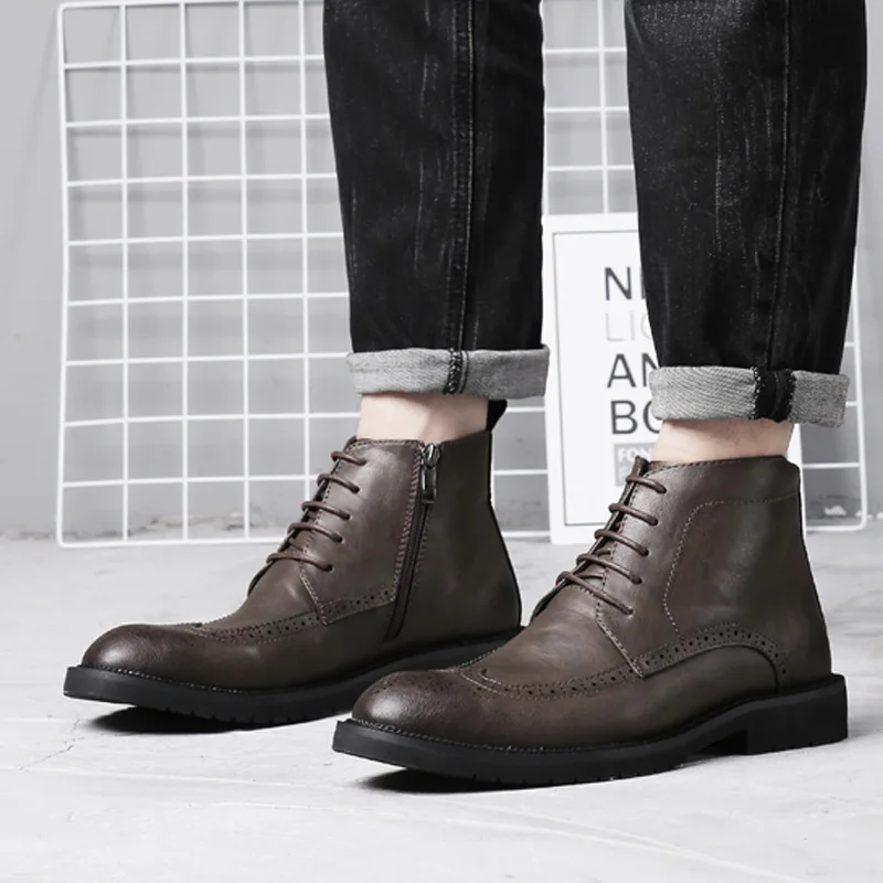 

High Quality Genuine Leather Autumn Men Boots Winter Waterproof Ankle Boots Martin Boots Outdoor Working Boots Men Leather Shoes