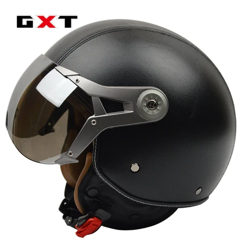 Home v1 177 gxt couro genuino retro vintage 3 4 t vintage scooter chopper moto rcycle cascosopen rosto