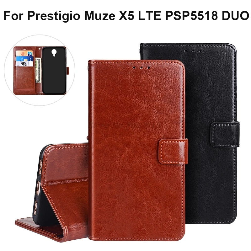 

Free Shipping Prestigio Muze X5 LTE Case Cover PU Leather Flip Case For Prestigio Muze X5 LTE PSP5518 DUO Phone Case Back Cover