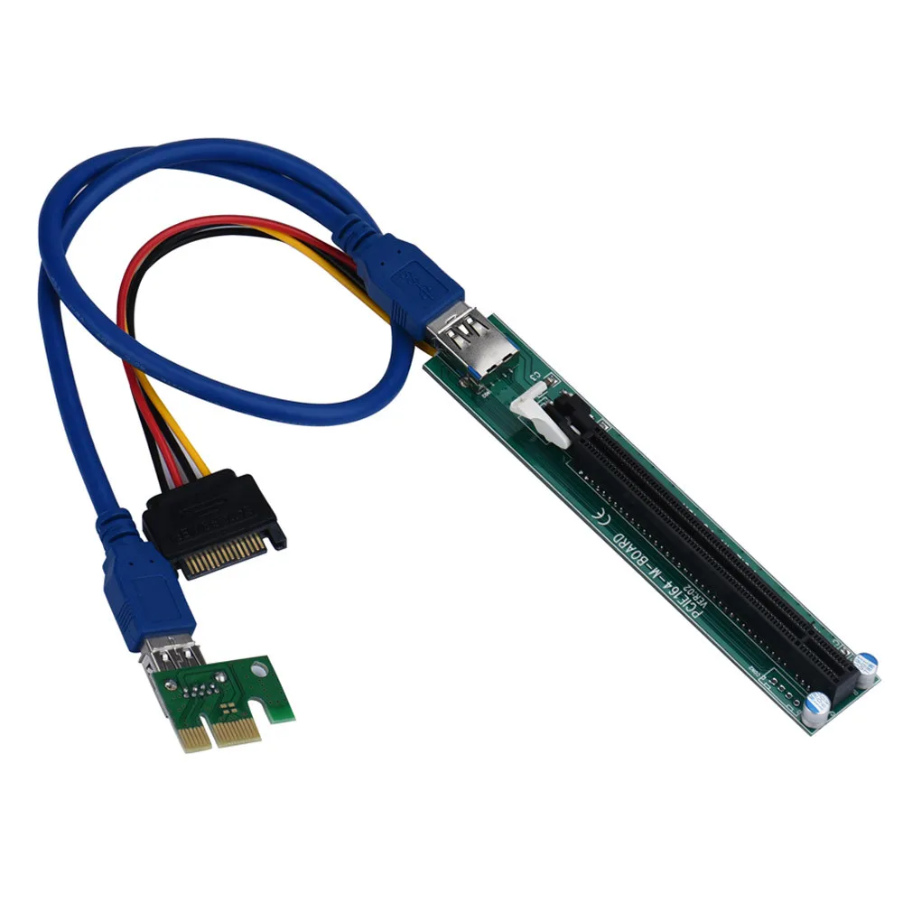 PCI-E Express 1X к 16X расширитель Riser адаптер карты с Molex 60 см USB кабель TJ