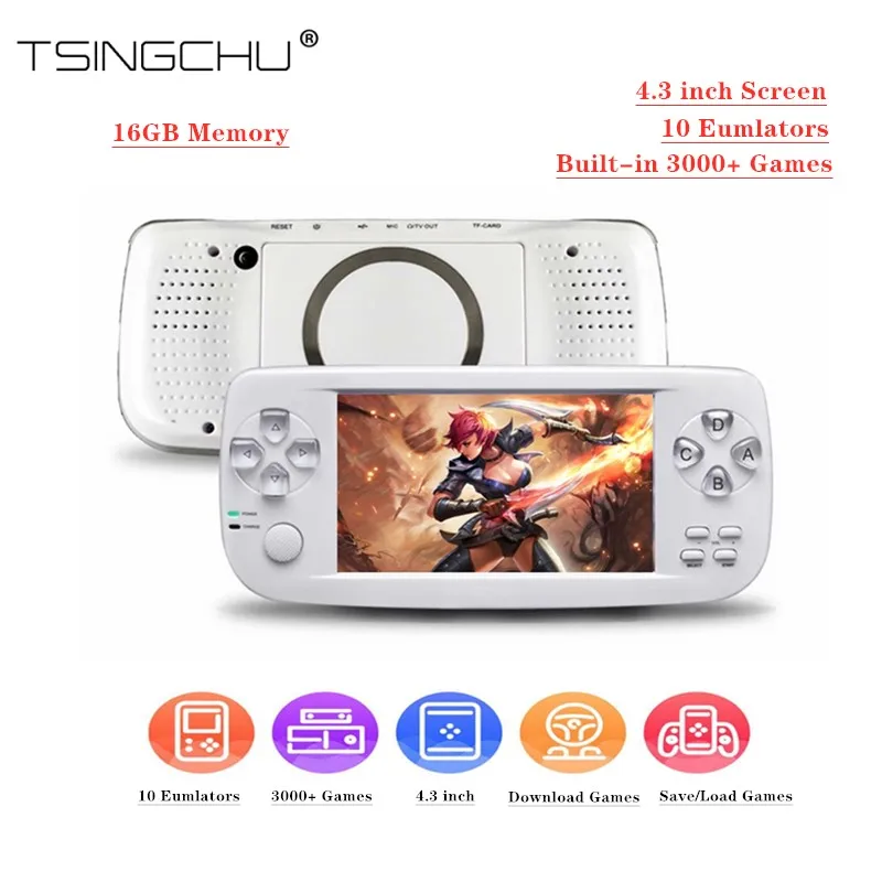 

TSINGO PAP KIII Handheld Game Player 16GB 64Bit Built-in 3000 Classic Game Multifunction Video Game Console Support AV Output K3