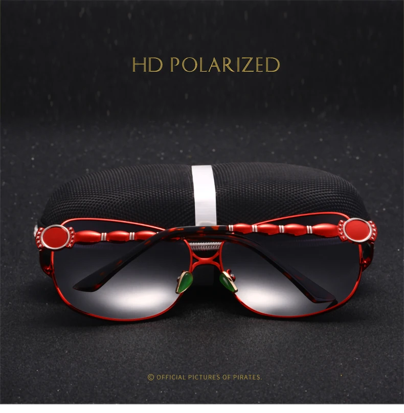 Модные женские солнцезащитные очки 4 цвета Металлические поляризованные UV400 Солнцезащитные очки с коробкой