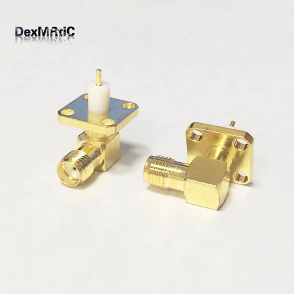 

1PC SMA Female Jack RF Coax Connector 4-hole flange solder post Cable Right Angle Goldplated NEW wholesale