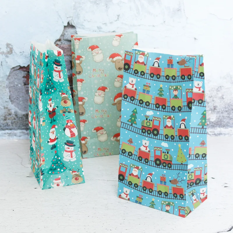 10 шт крафт-бумажные пакеты Счастливого Рождества снеговик в форме снежинки для печенья конфет сумочки для упаковки подарков рождественские украшения вечерние подарки