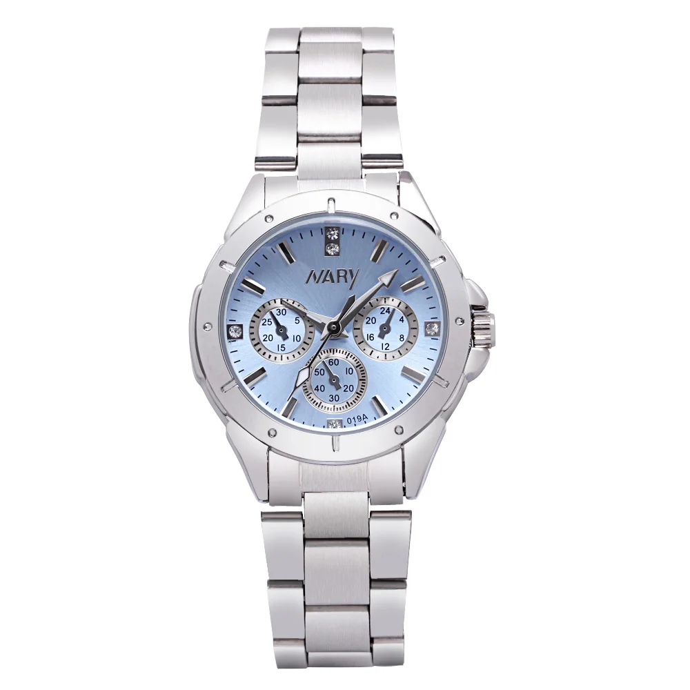 Брендовые женские часы Nary, модные женские часы, женские часы из нержавеющей стали, аналоговые кварцевые часы reloj mujer montre femme - Цвет: 019A-blue