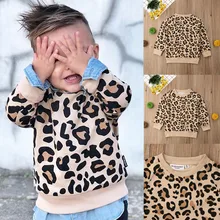 Свитер с леопардовым принтом кролика для мальчиков и девочек свитер с леопардовым принтом для маленьких девочек футболка с длинными рукавами, одежда