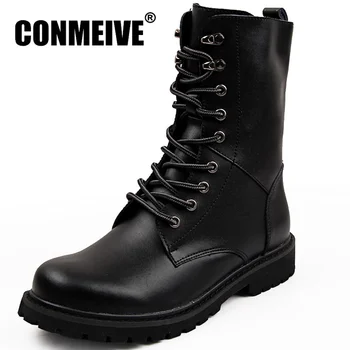

Fashion Casual Men Winter Shoes Genuine Leather Men Boots Comfortable Keep Warm Work Shoes Round Toe Lace-Up Military Boots