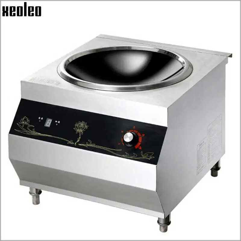 XEOLEO 8000W Commercial Concave Induction Cooker Stainless steel Electromagnetic Heating Cooker Electromagnetic Stove 380V