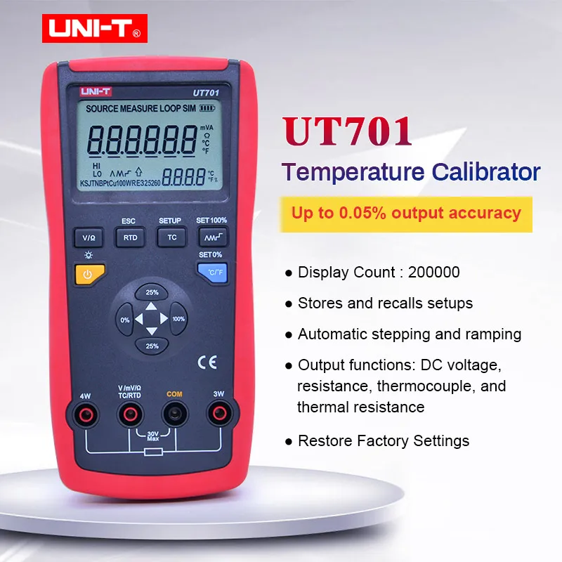 

UNI-T UT701 Temperature calibrator 6-digit display automatic cold junction compensation/user calibration/temperature detector