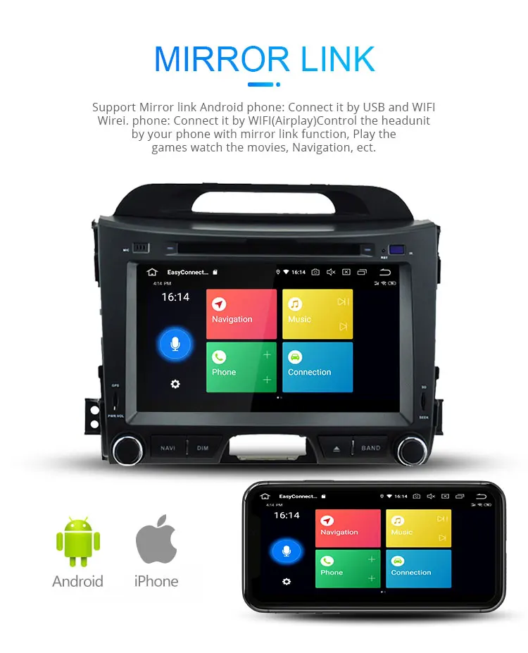 Sale LJHANG 8 inch Android 9.0 Car DVD Player For Kia Sportage 2011-2015 WIFI Multimedia Stereo 2 Din Car Radio GPS Navi headunit RDS 6