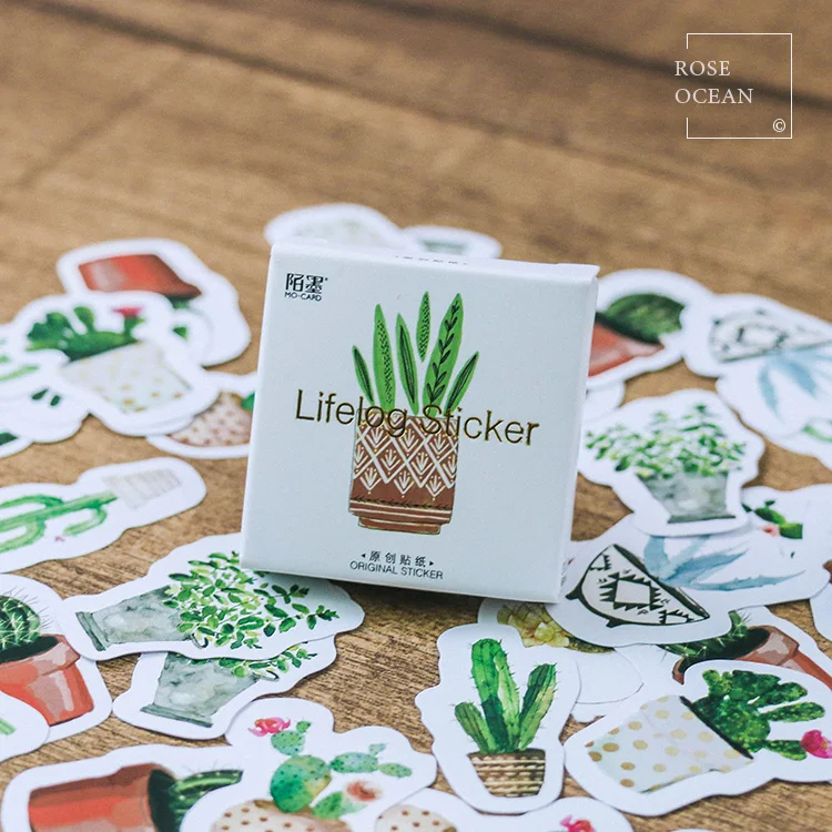 

1pack Green Summer Plant Memo Stickers Pack Posted It Kawaii Planner Scrapbooking Stickers Stationery Escolar School Supplies