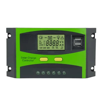 

30A PWM Solar Controller Automatic Identification Solar Panel Battery Light Regulator Dual USB Charge Humiture Sense