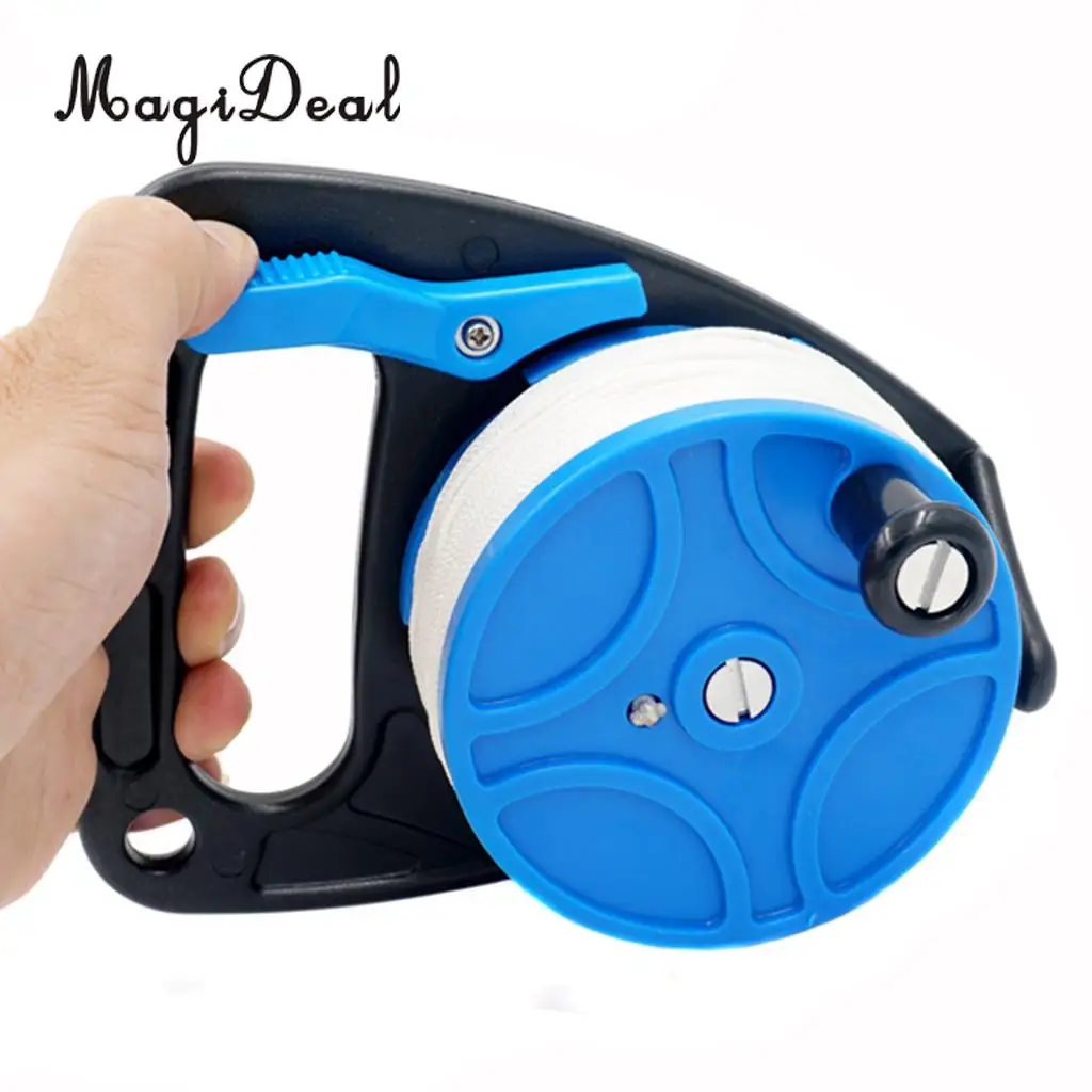 MagiDeal Multi Purpose Scuba Dive Reel Spool with 83m Line and Handle + Rope Float for Cave Wreck Drift Diving Snorkeling