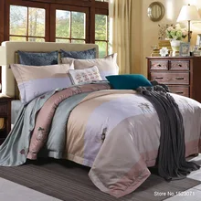 Luxury Egyptian cotton bedding set blue red yellow gold satin duvet cover sets oriental vintage style bed linen bedclothes