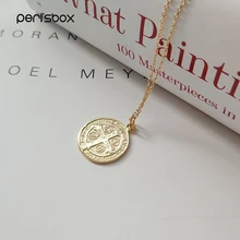 Peri'sBox, 925 пробы, серебряный, Jesu, крест, подвеска, чокеры, ожерелья для женщин, простая монета, диск, цепь, колье, ожерелья