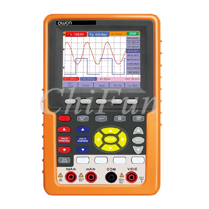 Free shipping OWON HDS1022M 3.8 inch 20MHz 100MSa/s Dual channel Handheld Digital Oscilloscope Scopemeter With Multimeter | Инструменты
