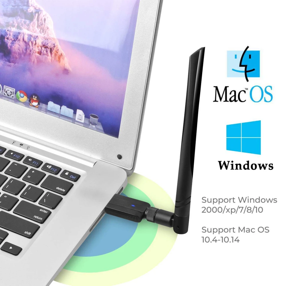 Двухдиапазонный 2,4G/5G 802.11AC USB 3,0 WiFi адаптер 1200 Мбит/с Беспроводная сетевая карта WiFi ключ с 5dBi антенной для настольного ноутбука