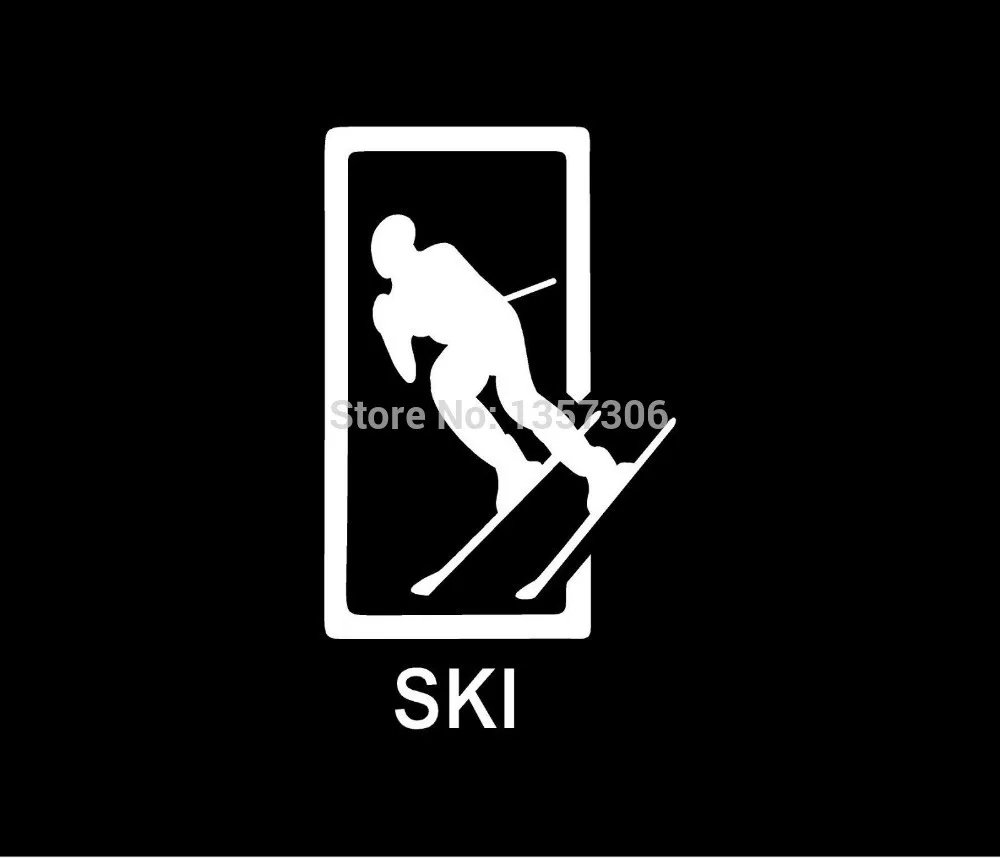 New Skiing Ski Vinyl Decal Car Window Truck Bumper Auto SUV Door Sticker Rectangle 9 Colorsin