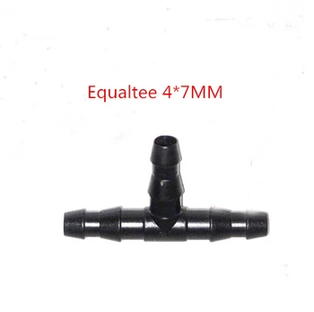 

hose connectors 100pcs/lot barbed tee connector for three direction layout of drippers 4/7mm hose tube zozzle adaptor plastic