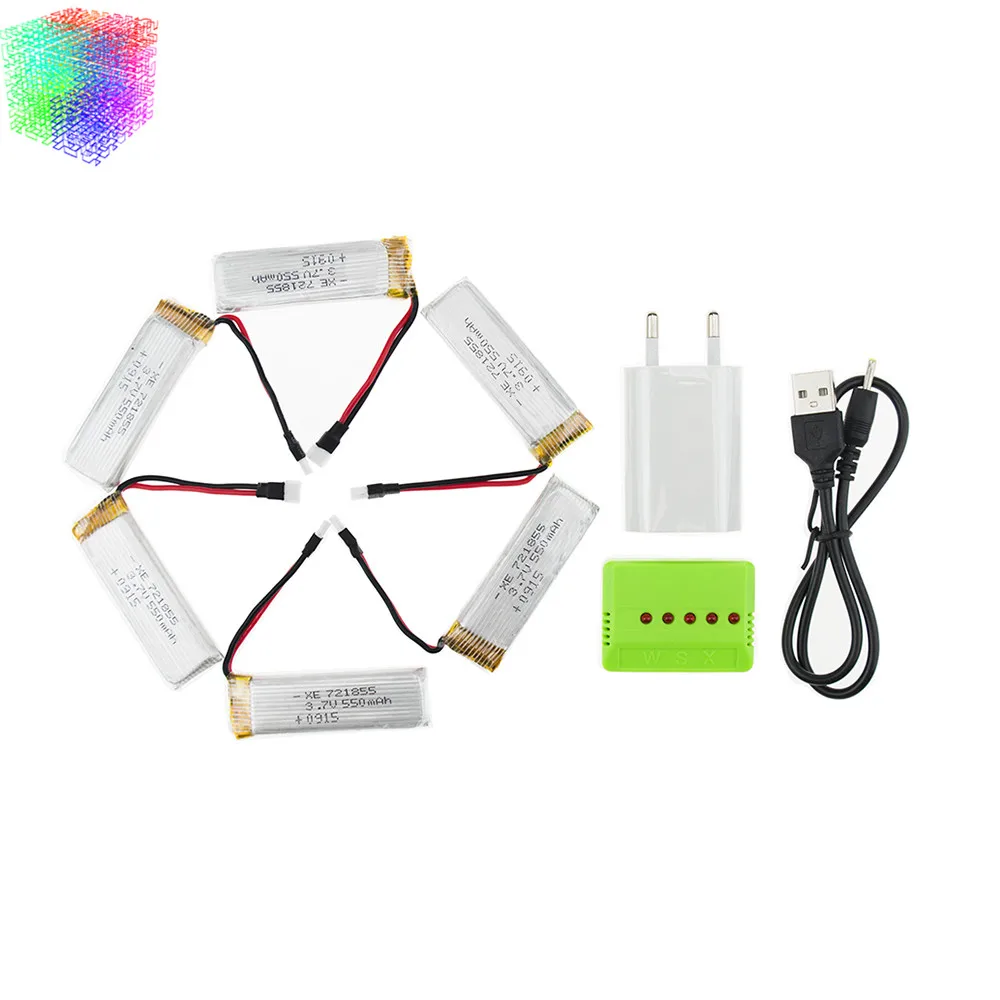 

6pcs 3.7v 550mah Lipo battery For Wltoys V977 V930 V988 Batteries Q282G JRC H37 XK K110 Charger With Plug Spare Part Wholesale