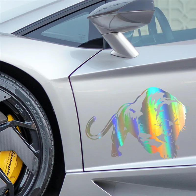 Tiger Car Stickers 3D 19.5*13.6cm Fiery Wild Panther Hunting Funny Sticker On Car Stickers and Decals Window Vinyl Car Styling