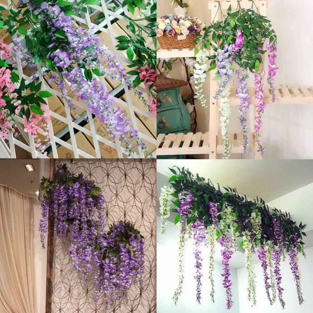 OurWarm 5Pcs Artificial Wisteria Flowers for Wedding Fake