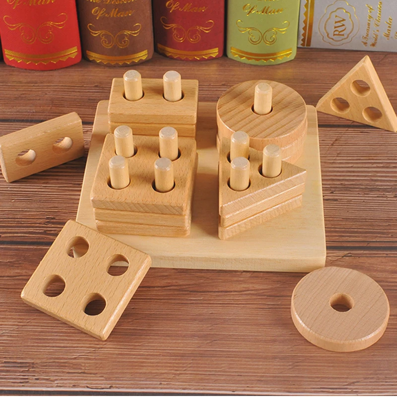 Stacker Shape Stacking Block New Wooden Geometric Building Blocks Sets