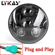 LYKAS 5.75 Inch Led Headlight for Motorcycle Harley Davidson sportster triple low rider wide glide Headlamp Projector