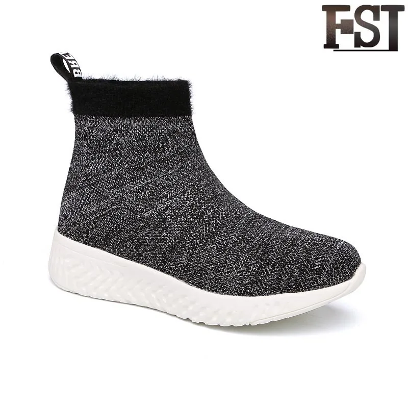 

FSJ Women Shoes Flock BootsLadies Winter Low Heel Ankle Slip-On Winter Rubber Round Toe Mixed Colors Solid Platform Japanese