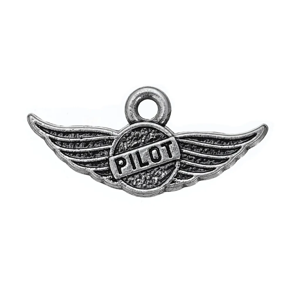 

EUEAVAN 25pcs Metal Pilot Letter Word Engraved Wing Charms Pendant For DIY Jewelry Making Fit Necklace Bracelet