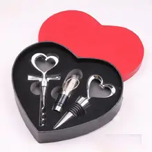 3 шт./компл. свадебное вино бутылка подарочный набор бутылки вина Бар инструменты Любовь Сердце Форма штопор для вина Пробка Набор MA871828