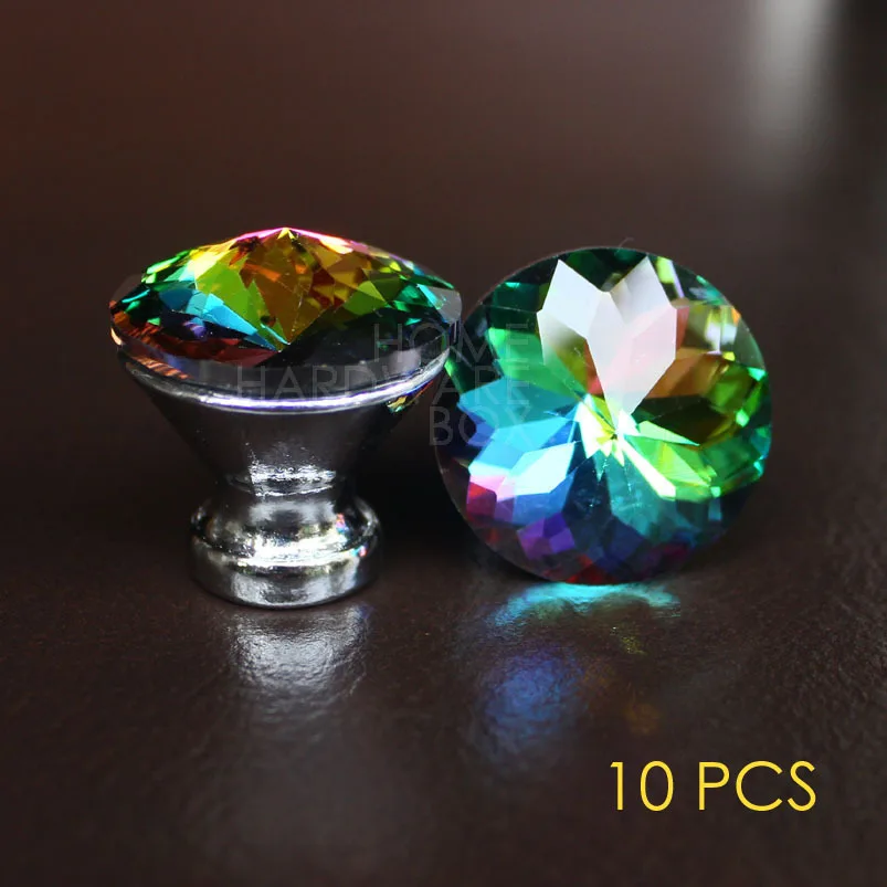10 pcs crystal drawer knobs 30mm pull handle glass diamond