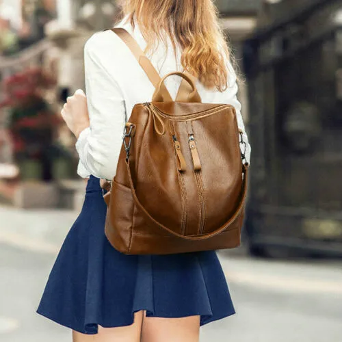 Women's Fashion PU-Leather Waterproof Travel Backpack Student School Bag New Women's Fashion PU-Leather Waterproof Travel Backpack Student School Bag New